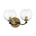 Kearney Park 2 Light Wall Sconce in Coal and Soft Brass Finish with Clear Glass - Minka-Lavery