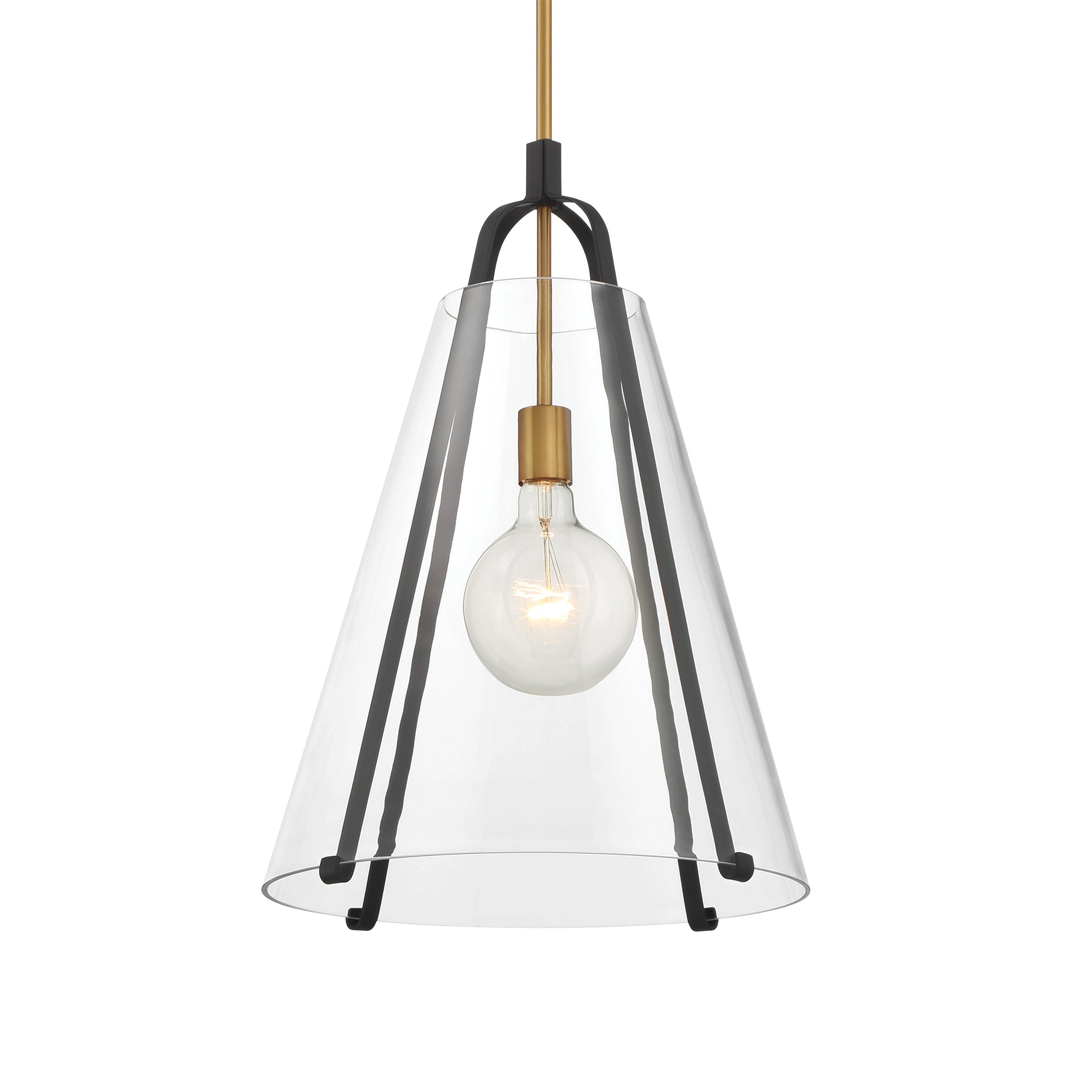 Paxos 1-Light Pendant - Legacy Brass and Sand Coal Black with Clear Glass - Minka-Lavery