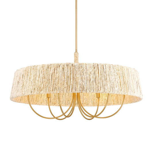 Hellia 6-Light Pendant - Legacy Brass with Natural Abaca Rope - Minka-Lavery