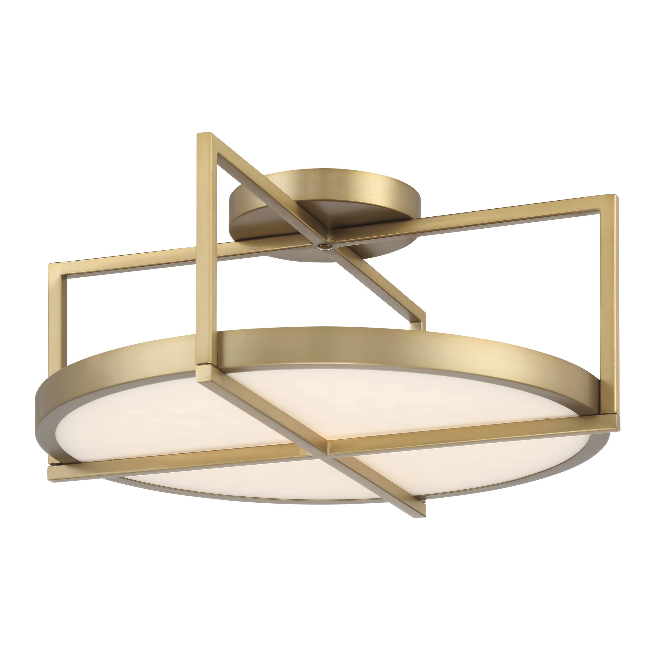 Boada 18" LED Semi Flush in Soft Brass Finish with a Faux Alabaster Shade - Minka-Lavery