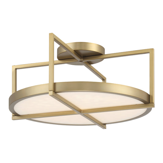Boada 18" LED Semi Flush in Soft Brass Finish with a Faux Alabaster Shade - Minka-Lavery