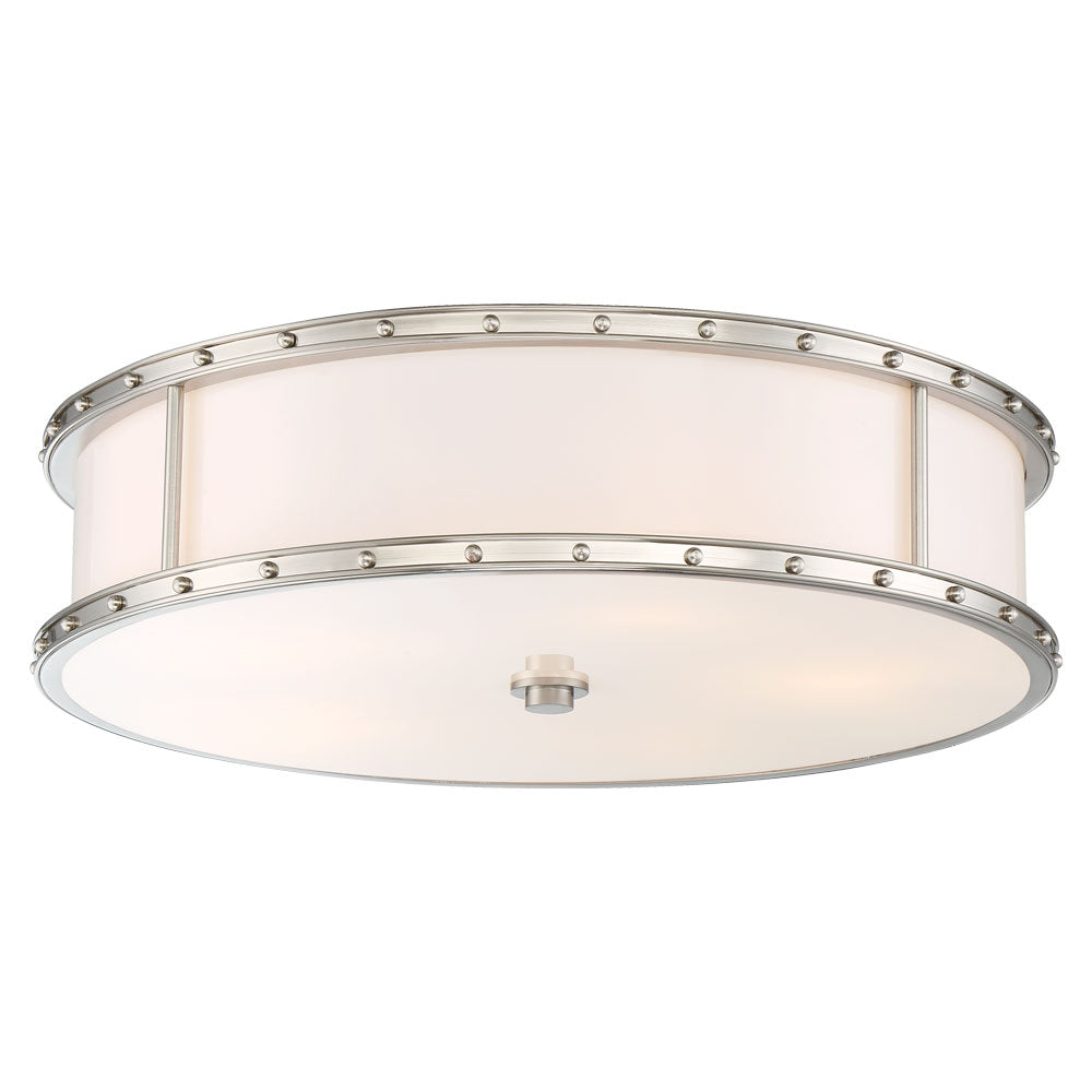 Flush Mount LED 20-1/4" Decorative Flush Mount in Brushed Nickel Finish and Etched White Glass - Minka-Lavery
