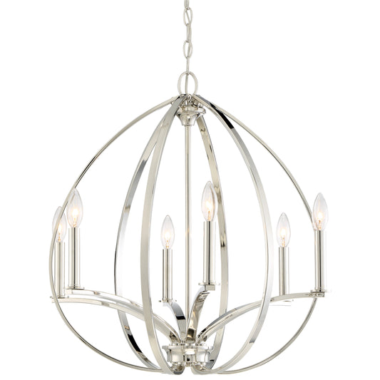 Tilbury 6 Light Pendant in Polished Nickel - Minka-Lavery