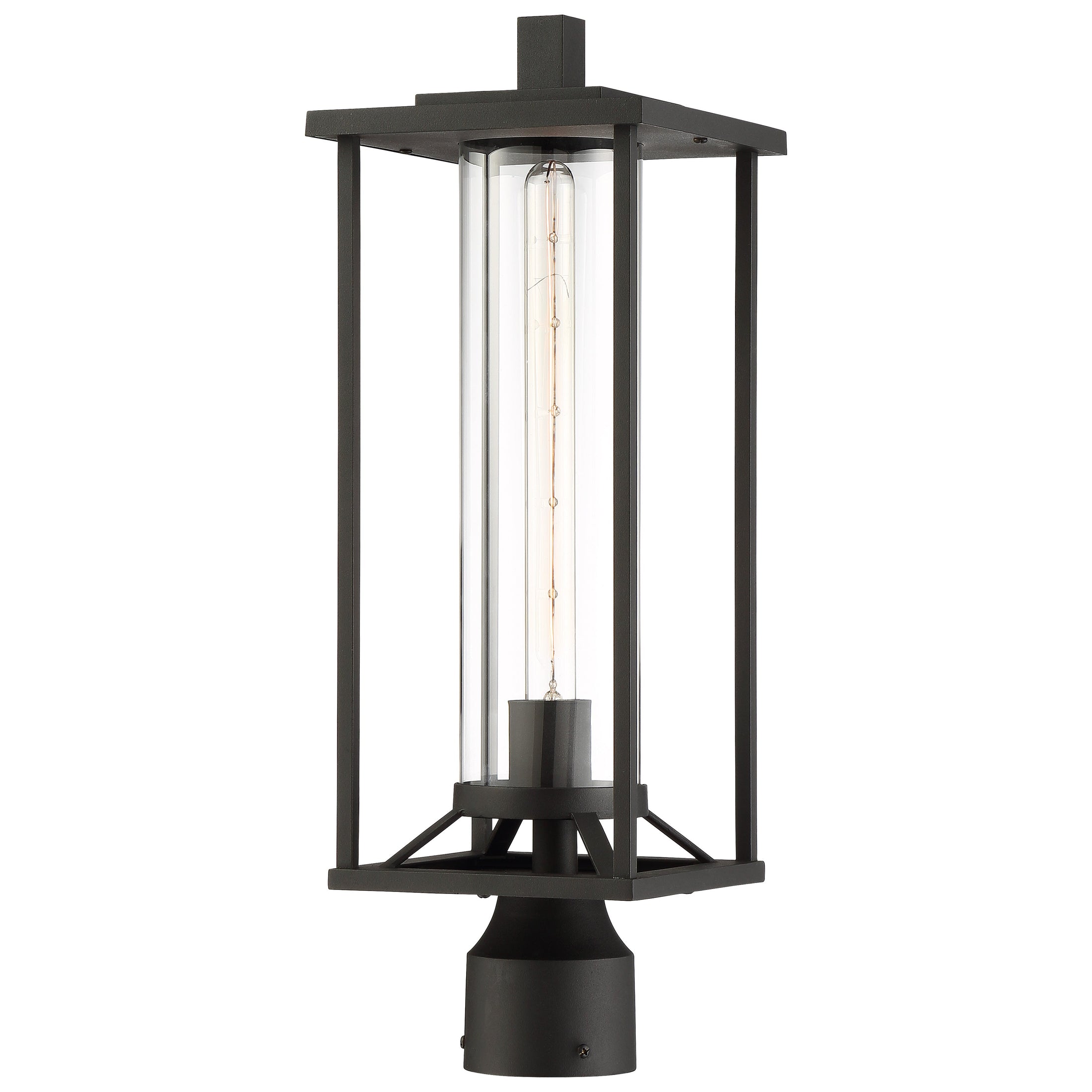 Trescott 1 Light Post Mount in Black Finish with Clear Glass - Minka-Lavery