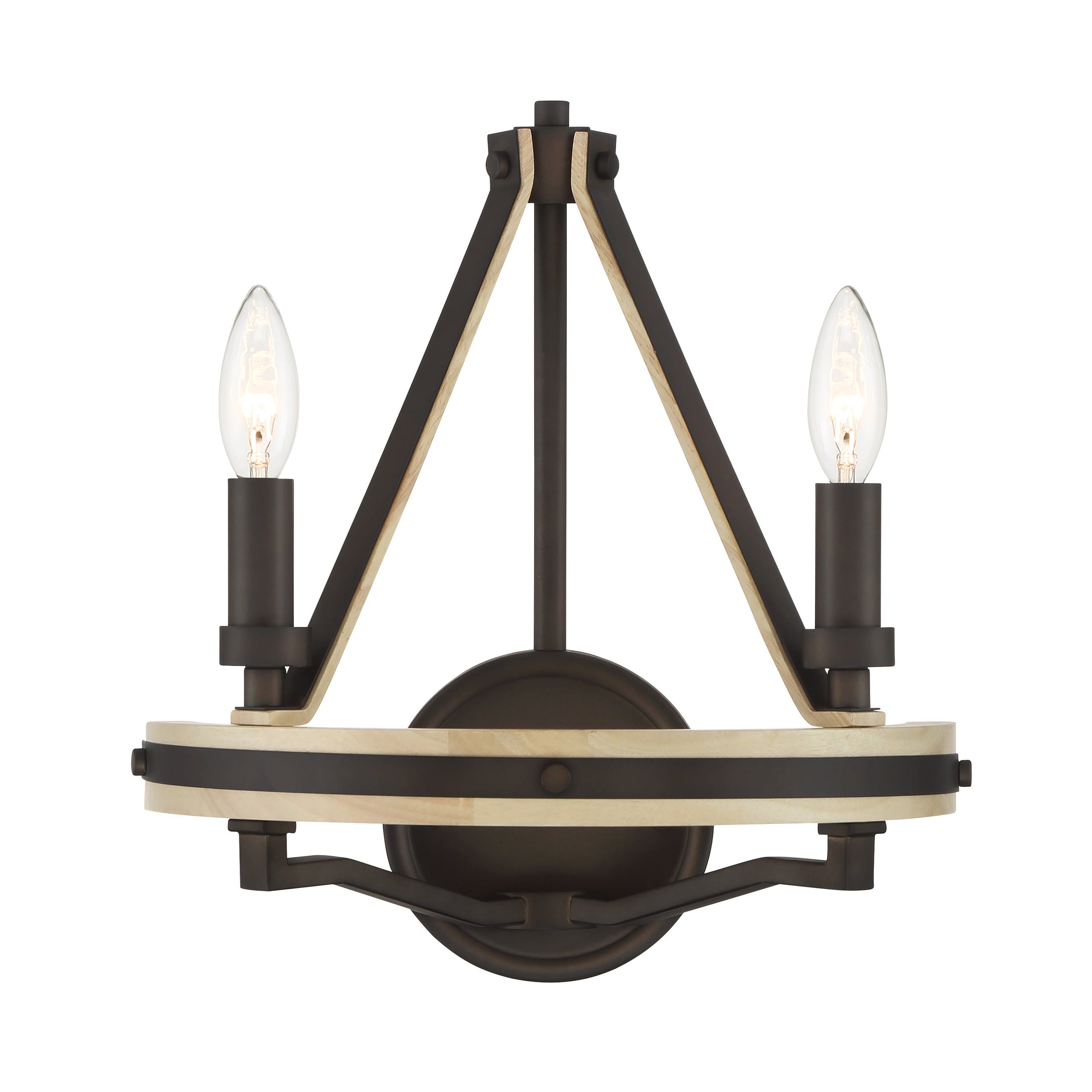 Sonoma 2-Light Wall Sconce - Dark Bronze and Natural Solid Wood - Minka-Lavery