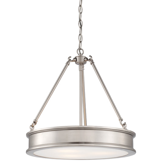 Harbour Point 3 Light Pendant with Etched White Glass and a Brushed Nickel Finish - Minka-Lavery