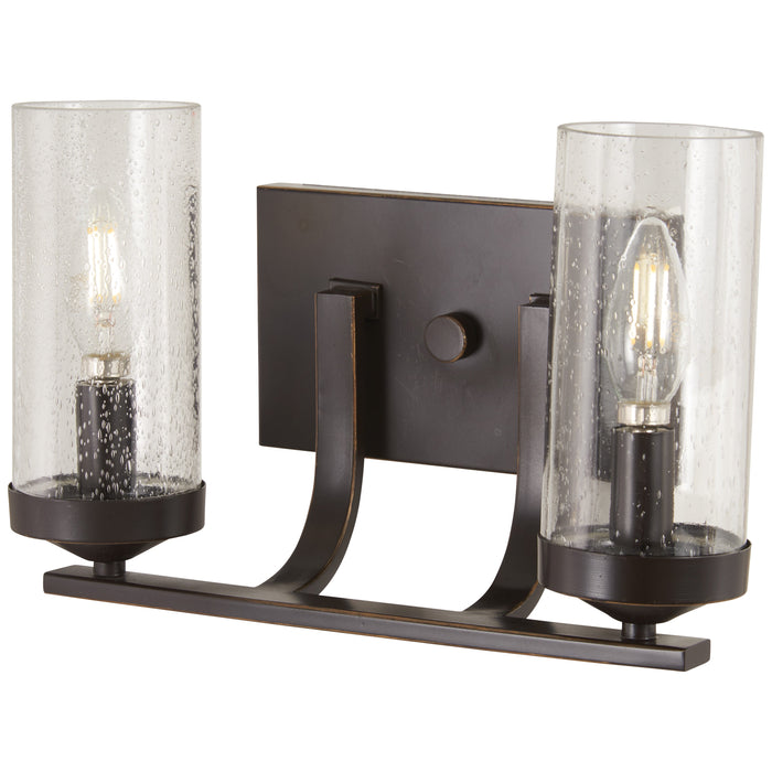 Elyton 2 Light Bath in Downtown Bronze with Gold Highlights Finish with Clear Seeded Glass - Minka-Lavery