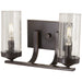 Elyton 2 Light Bath in Downtown Bronze with Gold Highlights Finish with Clear Seeded Glass - Minka-Lavery