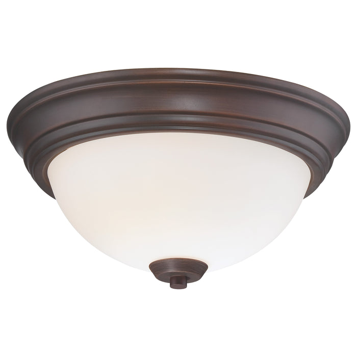 Overland Park 2 Light Flush Mount in Vintage Bronze with Etched White Glass - Minka-Lavery