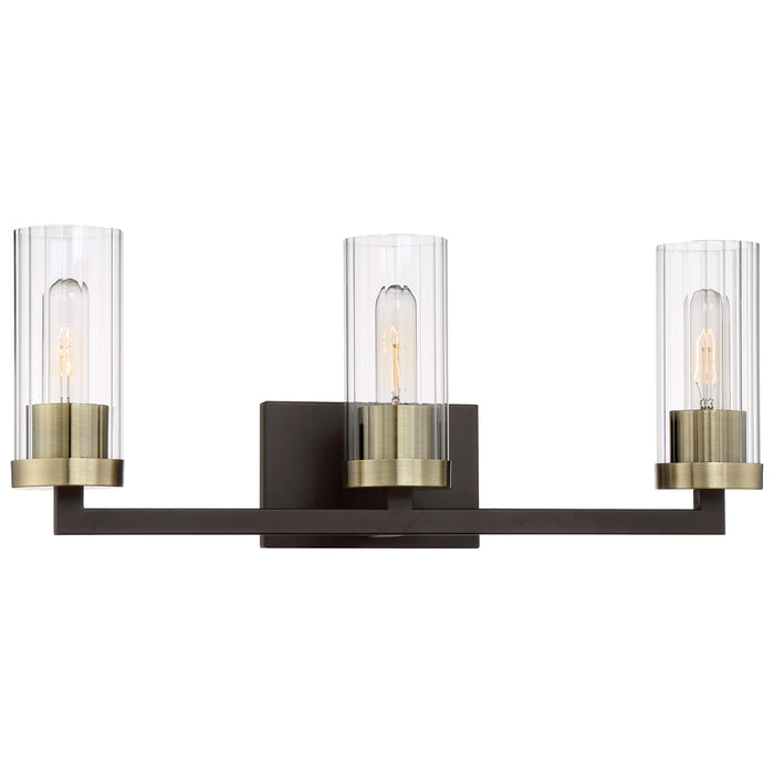 Ainsley Court 3 Light Bath in Aged Kinston Bronze with Brushed Brass Highlights - Minka-Lavery