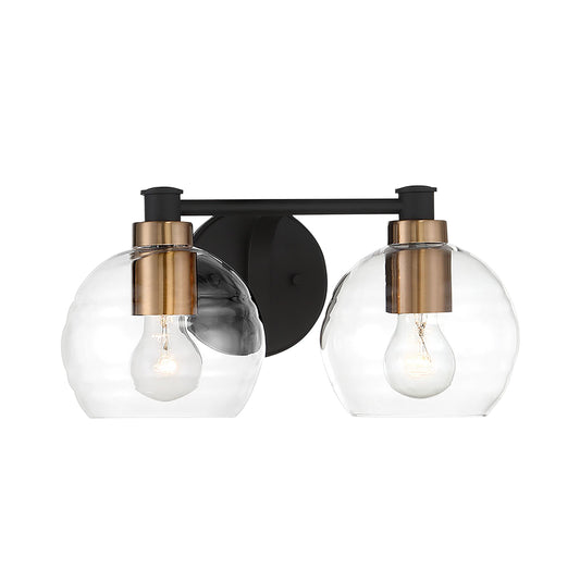 Keyport 2 Light Bath in Sand Coal and Natural Brushed Brass Finish with Clear Banded Glass - Minka-Lavery