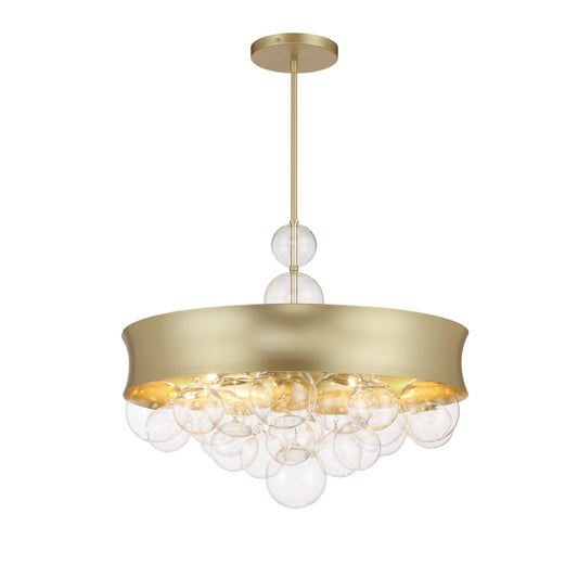 Verdi Square by Robin Baron 22" 8 Light Convertible Pendant in Soft Gold Finish with Clear Glass - Minka-Lavery