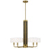 Chelsea by Robin Baron 5 Light Chandelier in Soft Brass Finish with White Silk Shades and Leather Accents, a Robin Baron Design - Minka-Lavery