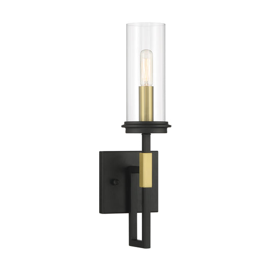 Hillstone 1 Light Wall Sconce in Sand Coal and Soft Brass Finish with Clear Glass - Minka-Lavery