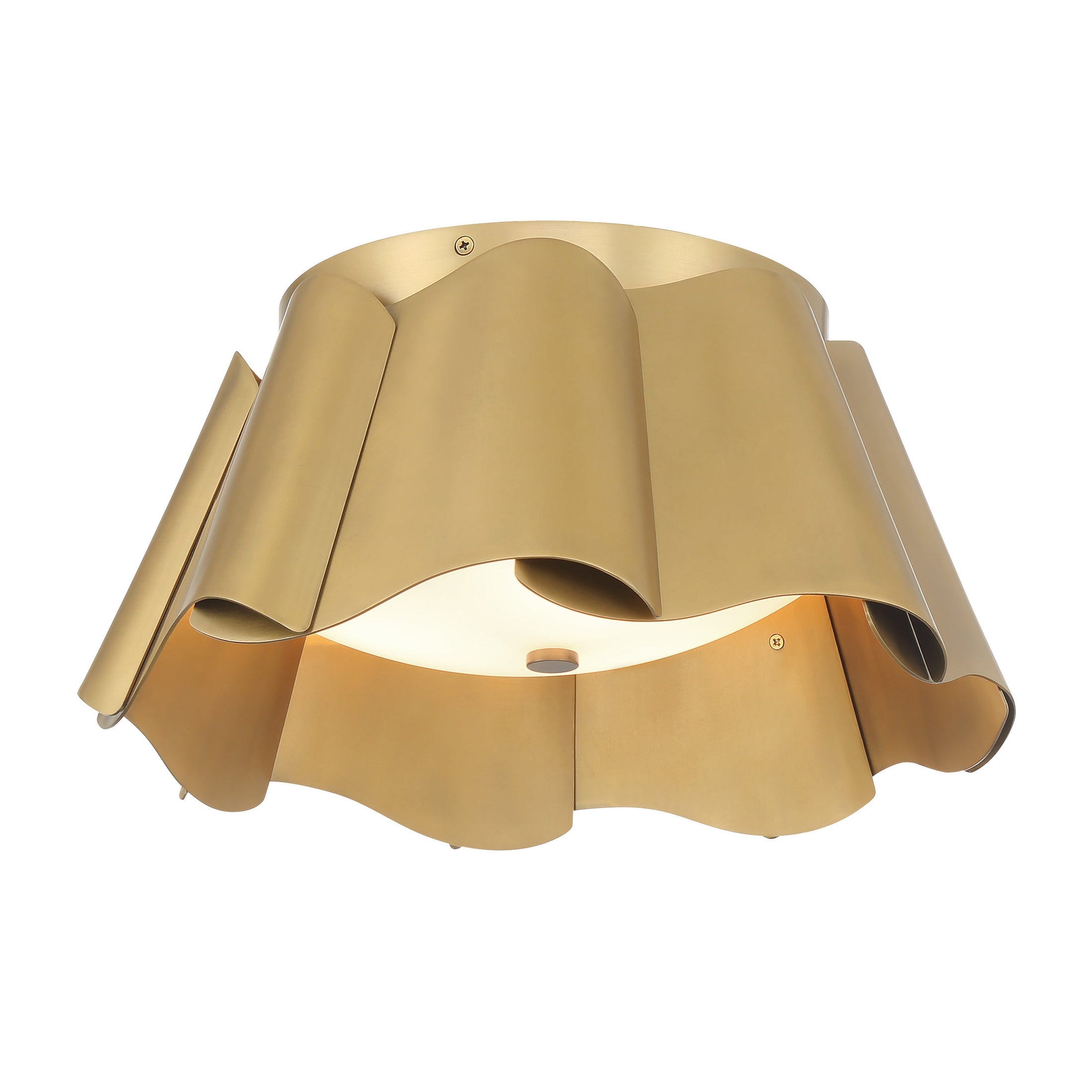 Waveform 3-Light Flush Mount - Legacy Brass with Etched Glass - Minka-Lavery