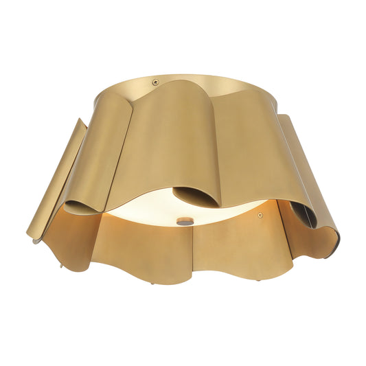 Waveform 3-Light Flush Mount - Legacy Brass with Etched Glass - Minka-Lavery
