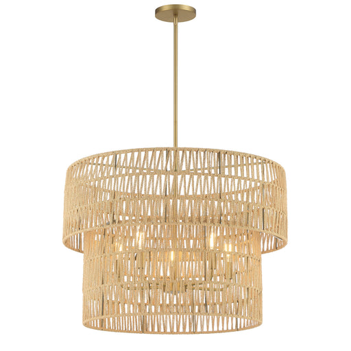 Bungalow Heaven 5 Light Pendant in Soft Brass Finish with a Papyrus Rope Shade - Minka-Lavery