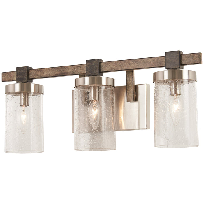 Bridlewood 3 Light Bath in Stone Grey with Brushed Nickel Finish with Clear Seeded Glass - Minka-Lavery