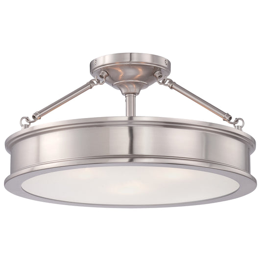 Harbour Point 3 Light Semi Flush in Brushed Nickel Finish - Minka-Lavery