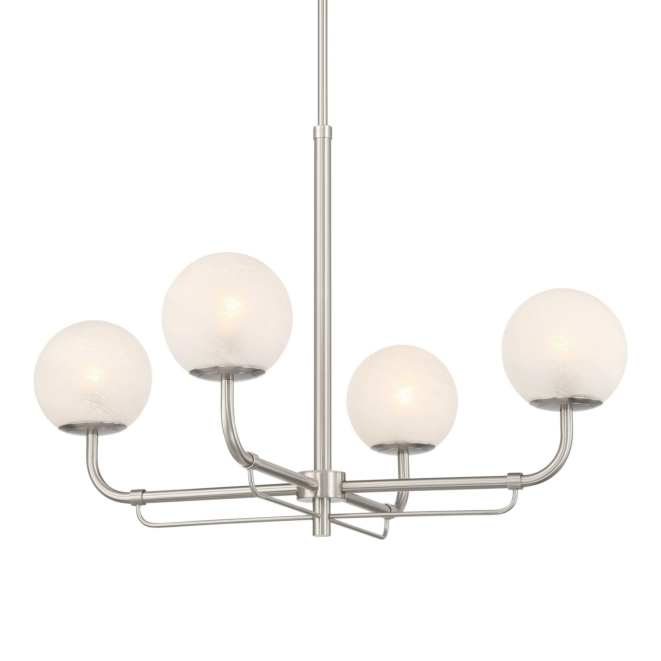 Whitehall 4-Light Chandelier - Brushed Nickel with Etched Alabaster Glass - Minka-Lavery