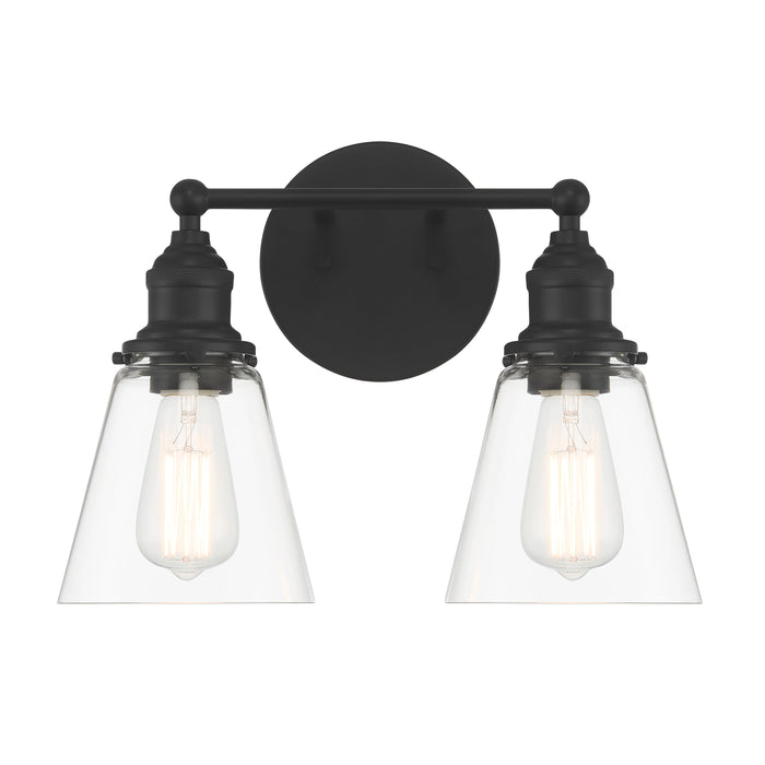 Barwell 2 Light Vanity in Clear Black Finish with Clear Glass - Minka-Lavery