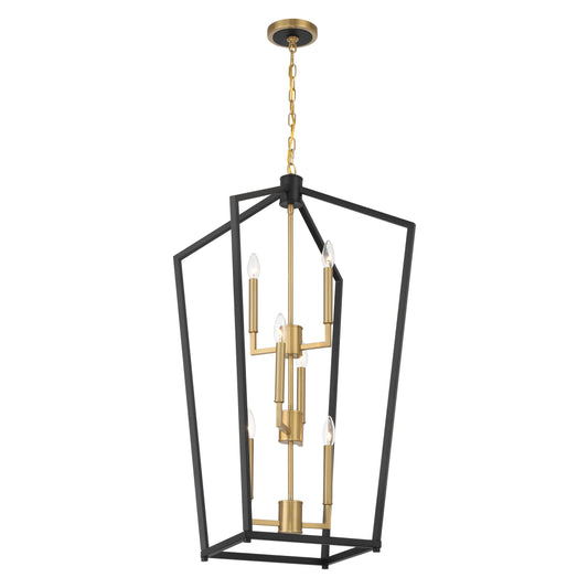 Colwick 6 Light Pendant in Coal Black & Signature Brass Finish - Minka-Lavery