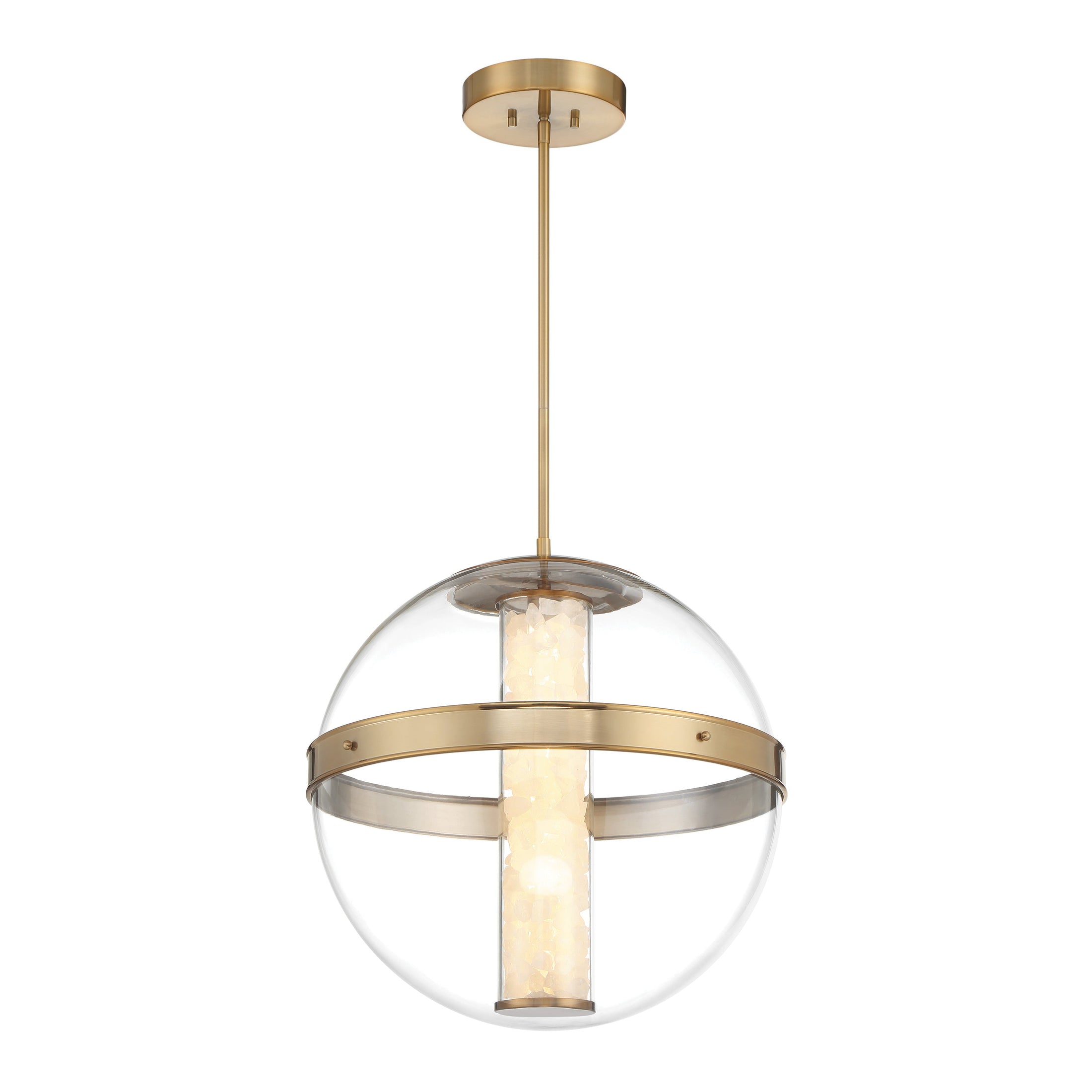 Divinely Large LED Pendant in Celeste Brass finish with Quartz Crystalline - Minka-Lavery