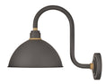 Load image into Gallery viewer, Foundry 12" Dome Shade Hook Arm Outdoor Wall Light - Museum Bronze Finish
