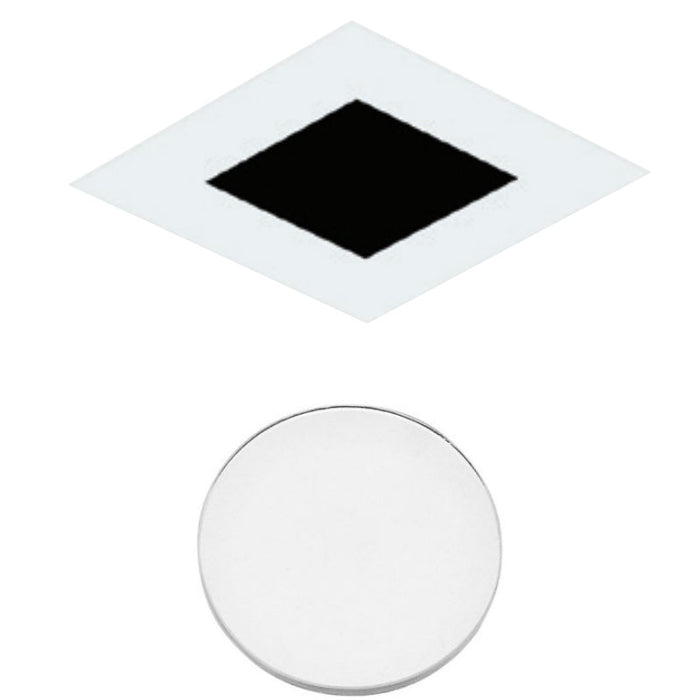 3" Square Flangeless Flat Trim - White Finish With Lens