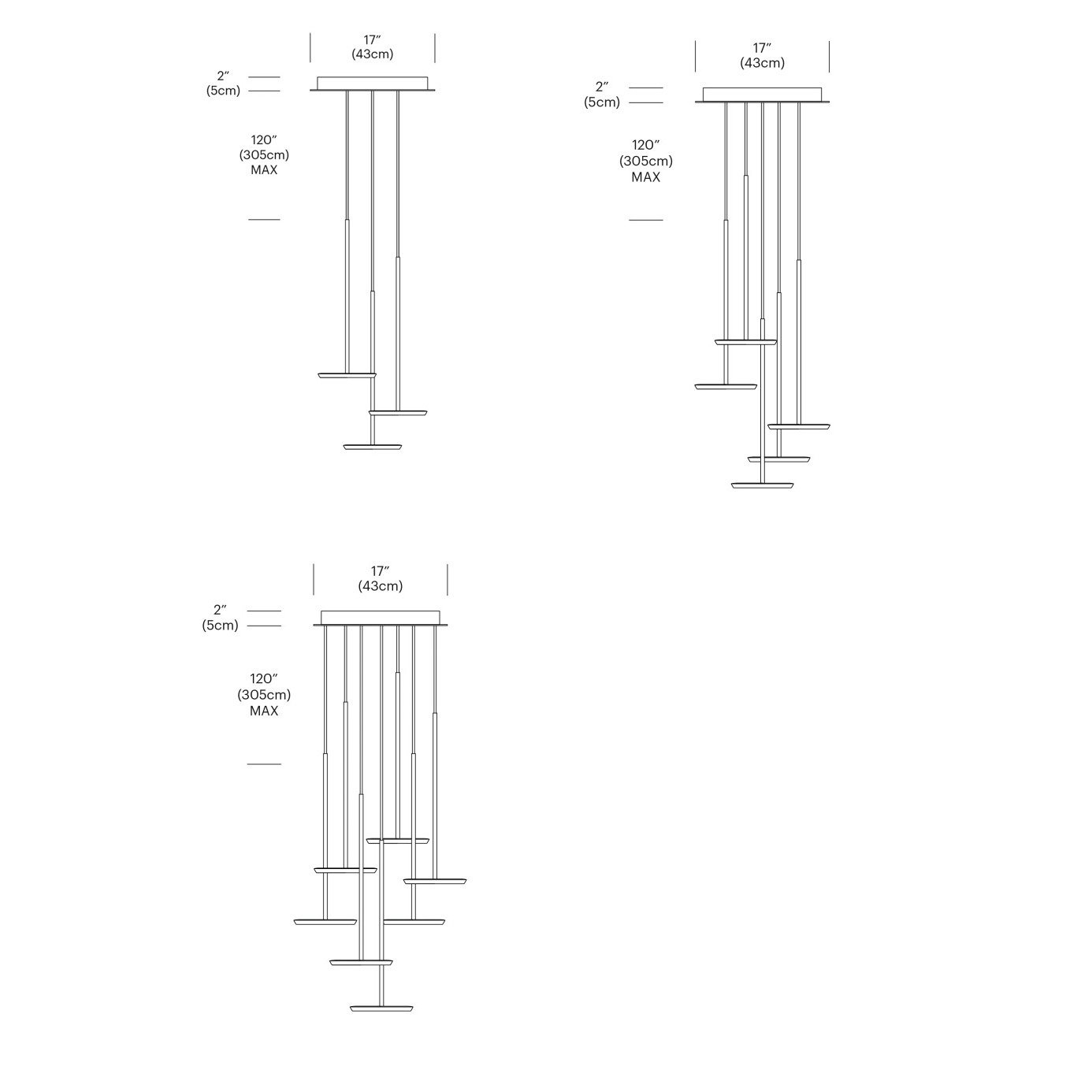 Sky LED Multi-Light Pendant - Diagram