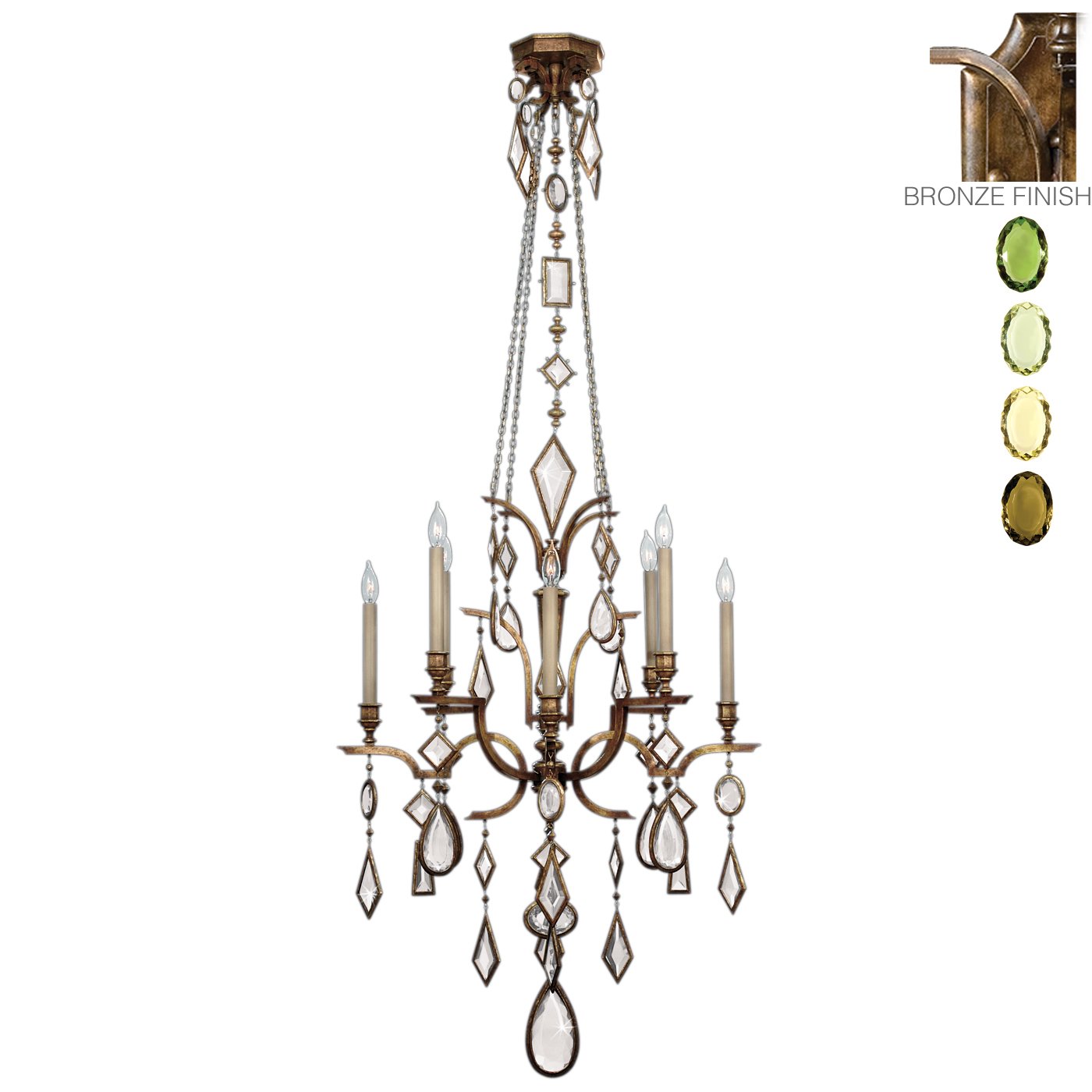 Encased Gems 8 Light Chandelier - Patina Bronze