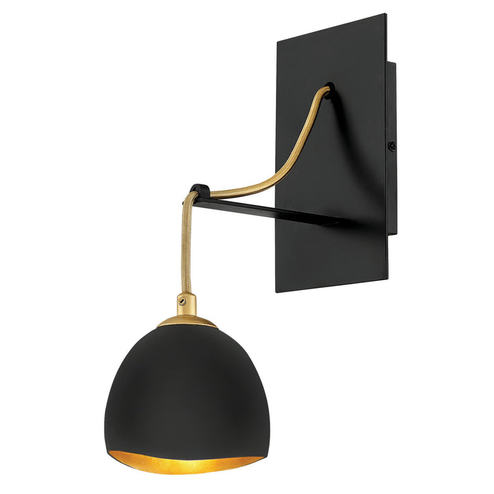 Nula Wall Light - Shell Black Finish with Gold Leaf Accents