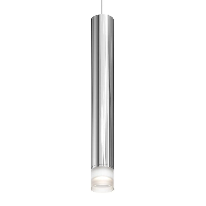 Alc LED Pendant Etched Ribbon Glass Trim 3" Tall Polished Chrome
