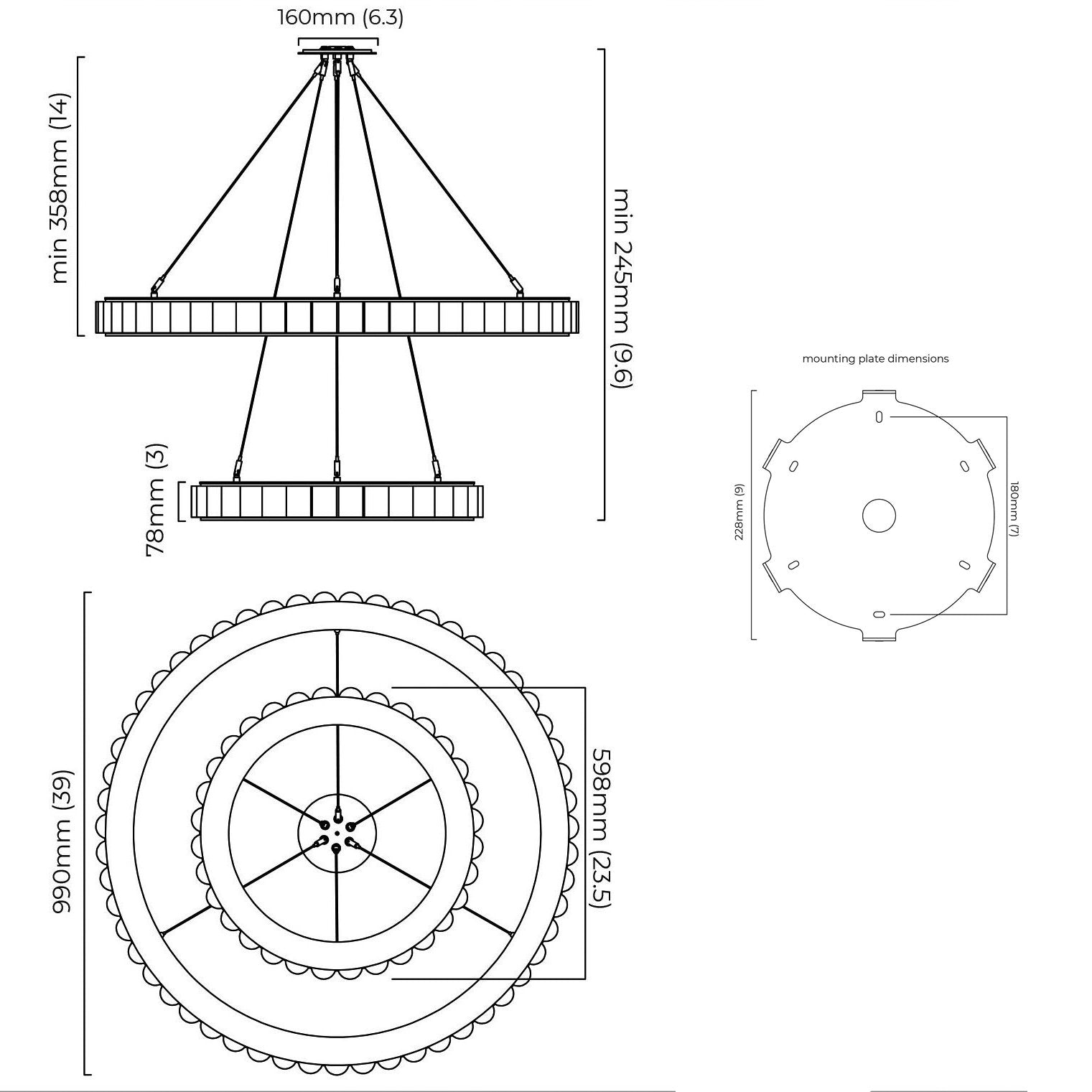 Avalon Halo Chandelier - Diagram