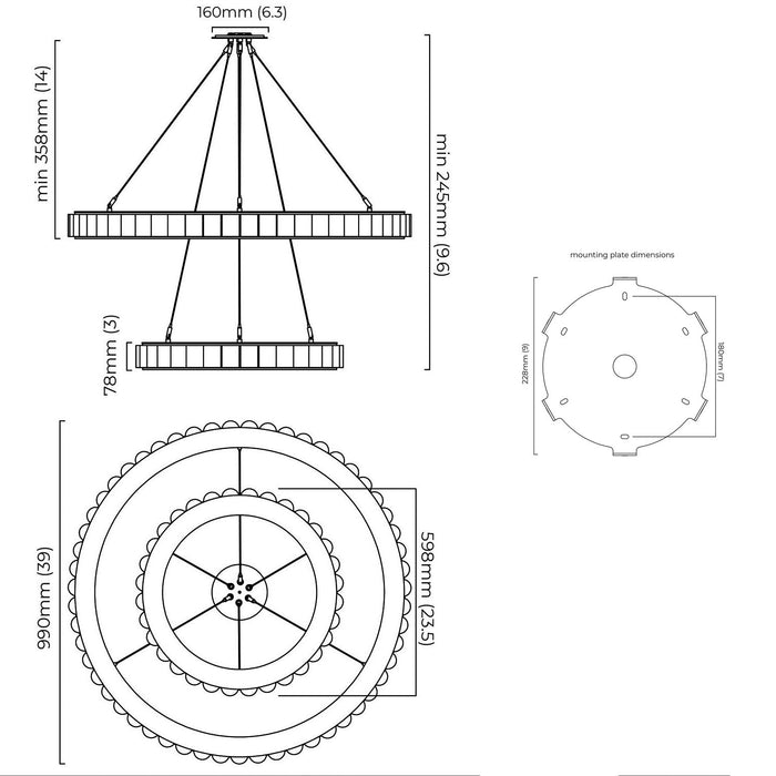 Avalon Halo Chandelier - Diagram