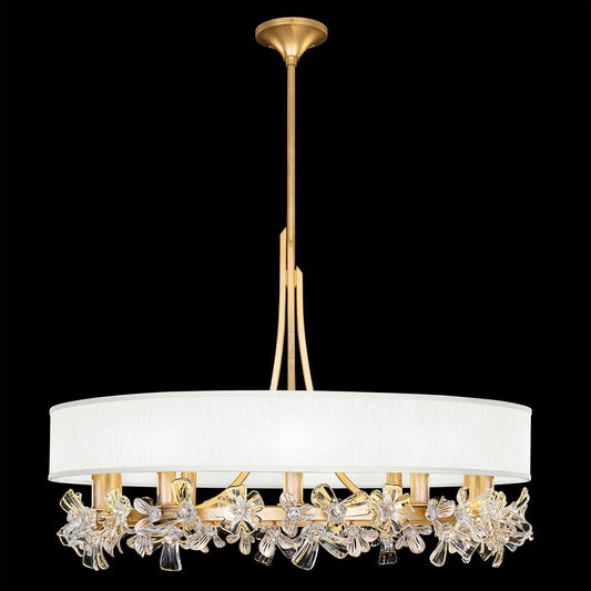 Azu Chandelier - Gold Leaf Finish White Shade