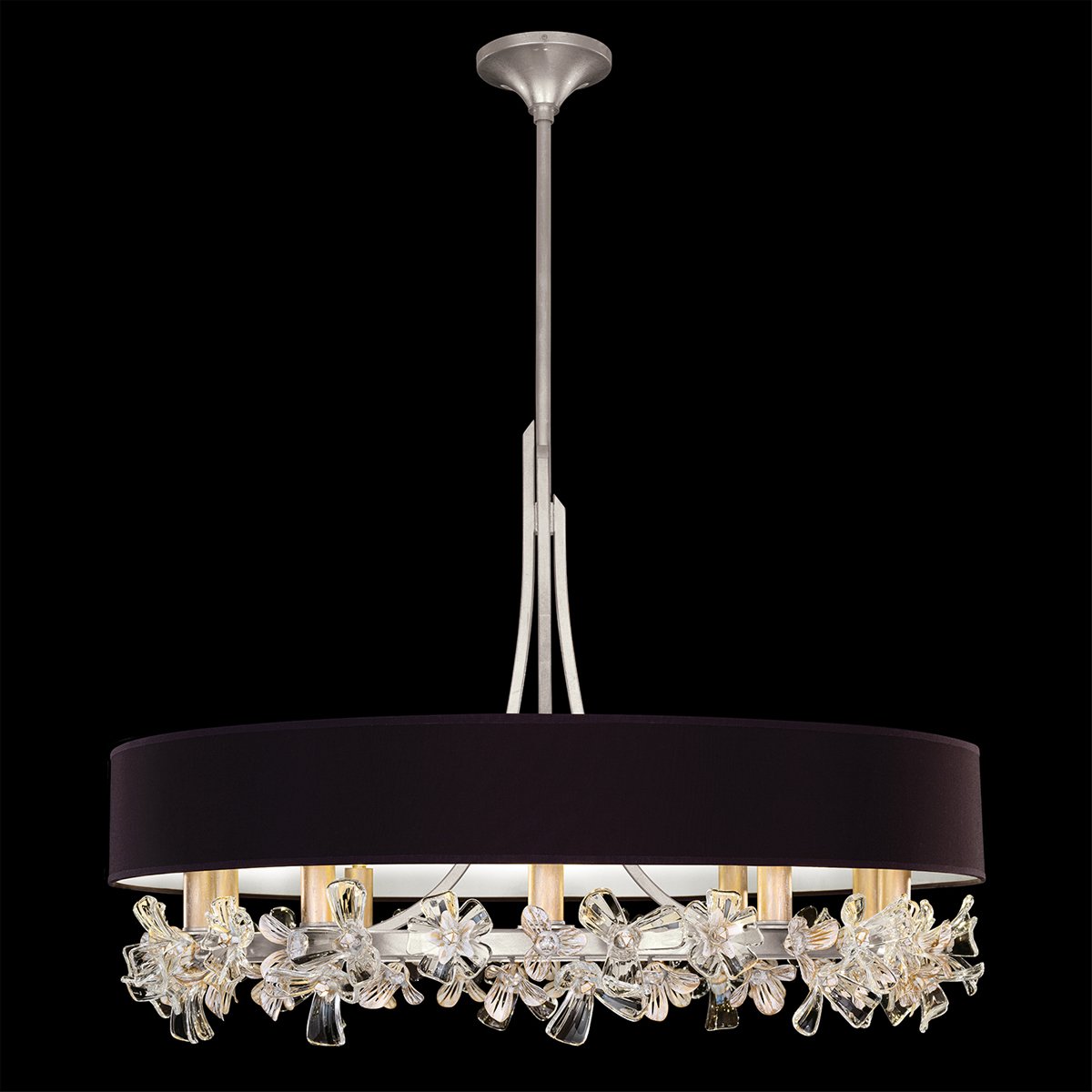 Azu Chandelier - Silver Leaf Finish Black Shade