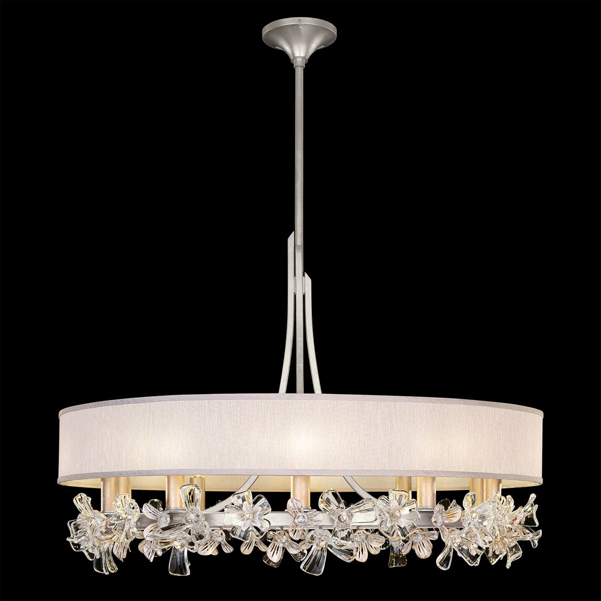 Azu Chandelier - Silver Leaf Finish Champagne Shade