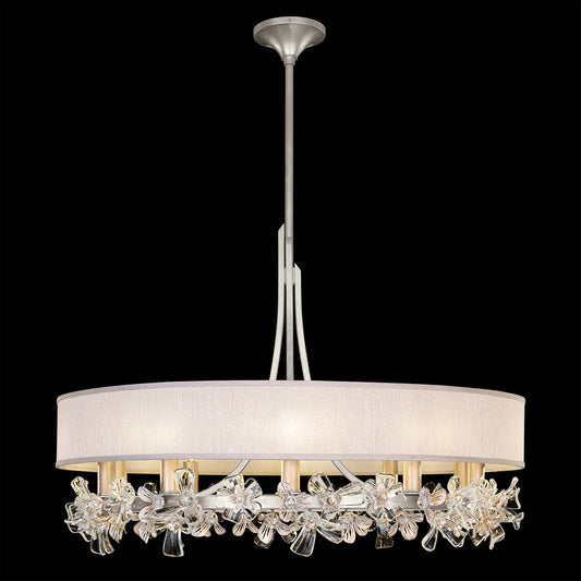 Azu Chandelier - Silver Leaf Finish Champagne Shade