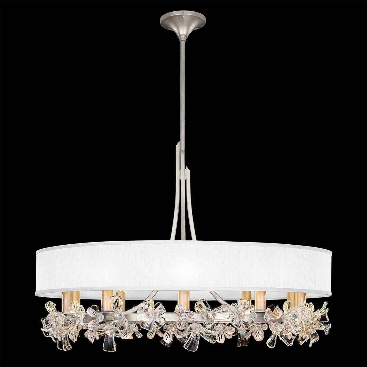 Azu Chandelier - Silver Leaf Finish Black Shade