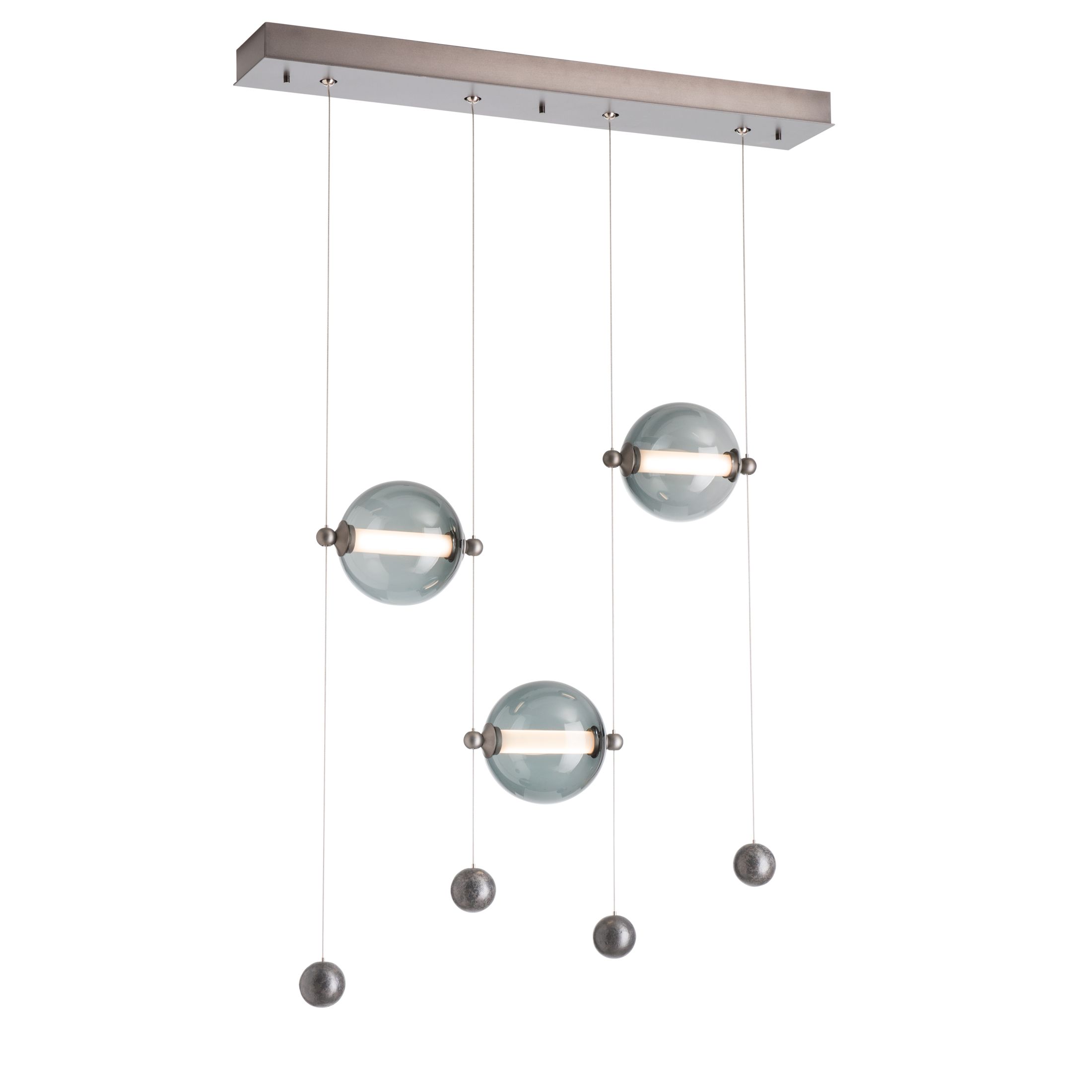 Abacus 3-Light LED Linear Suspension - Burnished Steel Finish with Abacus Cool Grey Glass