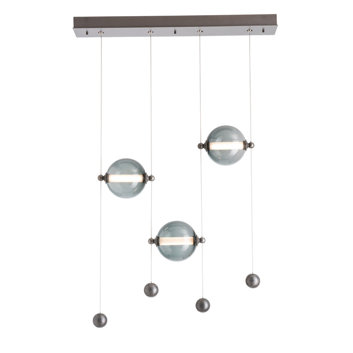 Abacus 3-Light LED Linear Suspension - Burnished Steel Finish with Abacus Cool Grey Glass