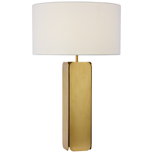 Abri Large Paneled Table Lamp - Hand-Rubbed Antique Brass Finish