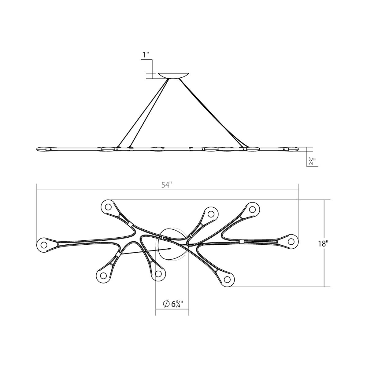 Abstraction Linear LED Pendant - Diagram