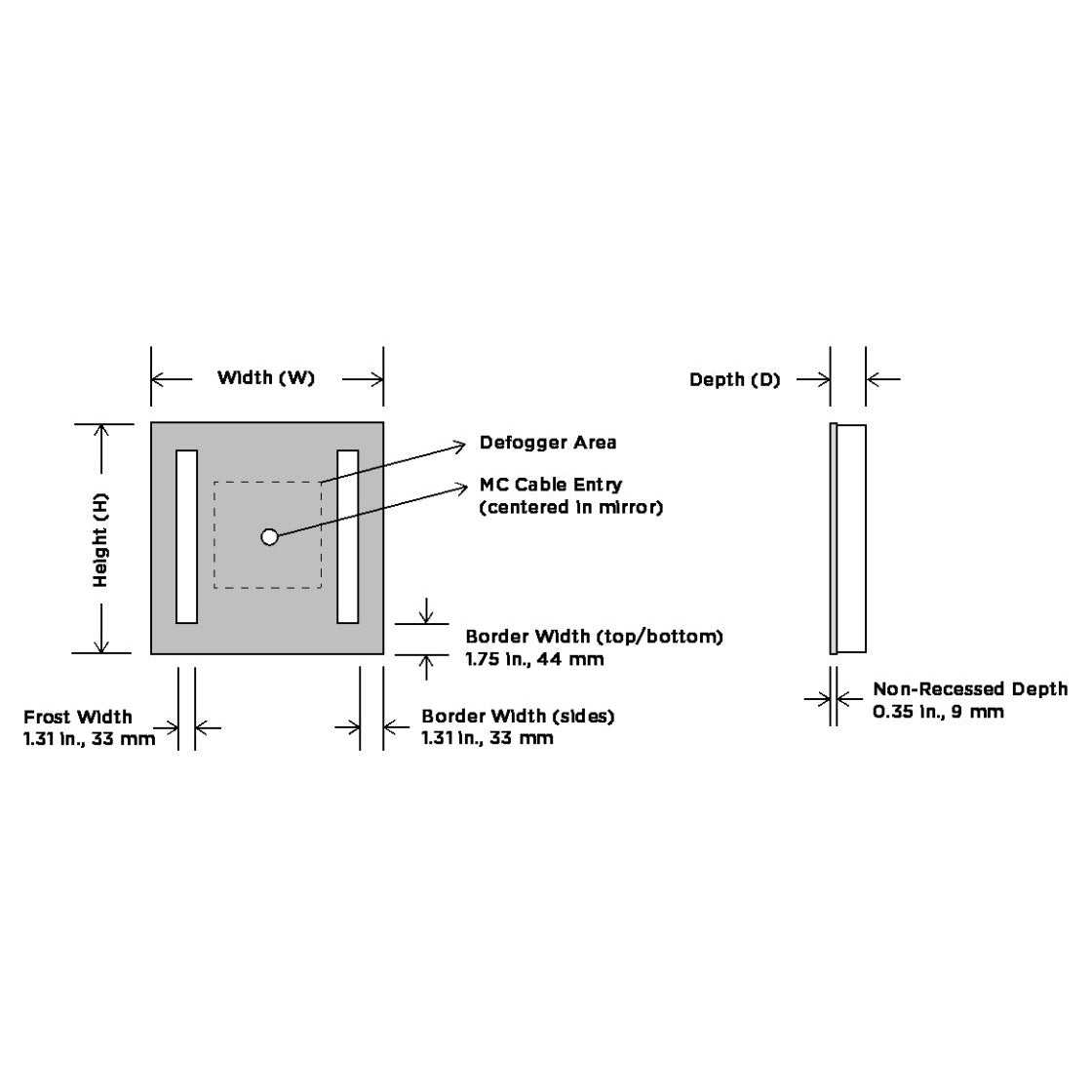 Acclaim Fog Free Mirror Diagram