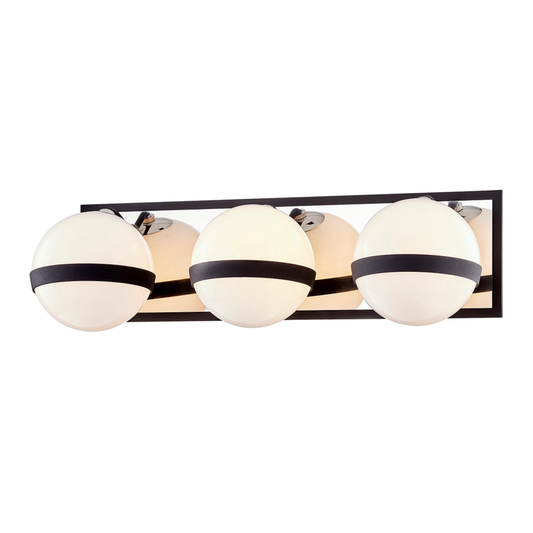 Ace 3-Light Bath Bar - Textured Bronze/Polished Nickel Finish