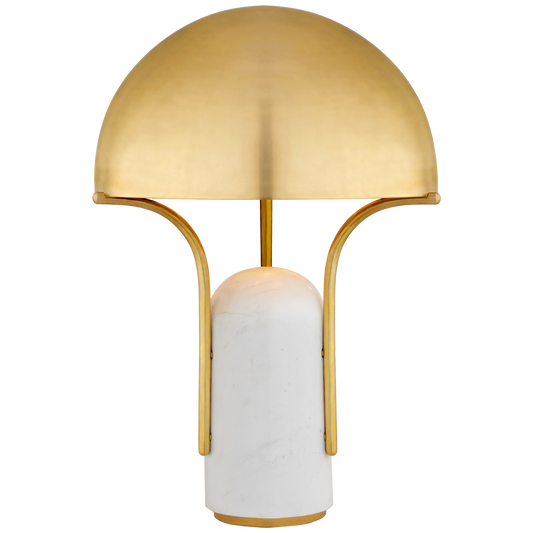 Affinity Medium Dome Table Lamp - Antique-Burnished Brass with White Marble