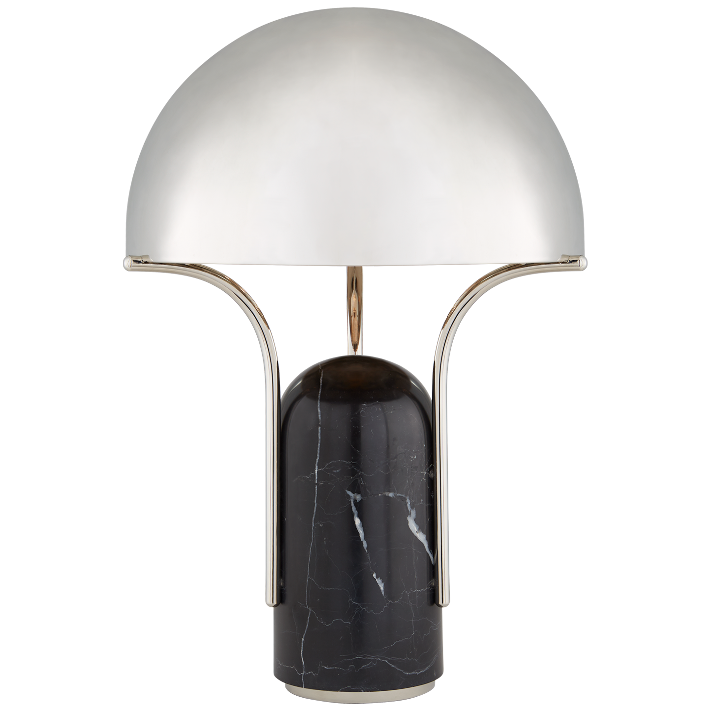 Affinity Medium Dome Table Lamp - Polished Nickel Finish with Black Marble