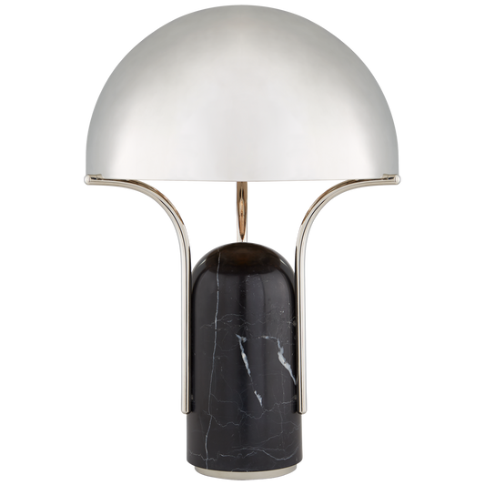 Affinity Medium Dome Table Lamp - Polished Nickel Finish with Black Marble