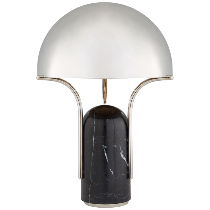 Affinity Medium Dome Table Lamp - Polished Nickel Finish with Black Marble